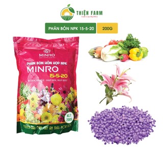 Phân bón NPK 15-5-20 THIỆN FARM (túi 200g) giúp cây ra hoa đậu trái, nuôi hoa to lâu tàn, trái to thơm ngon