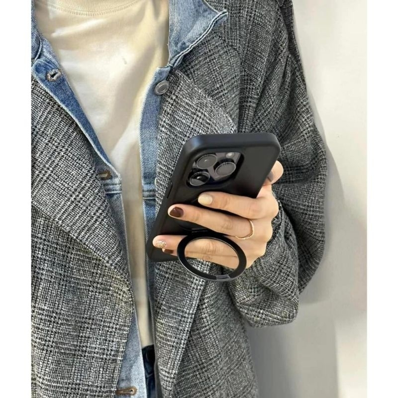Ốp Likgus lưng mờ hỗ sạc không dây kèm ring cho IPhone 17Promax 17Pro 12 13 14 15 16Promax 16Pro