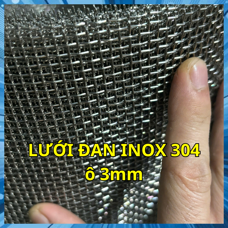 Lưới đan inox 304 lỗ 3x3mm sợi 0.76mm khổ 1m - Lưới inox 304 cao cấp ...