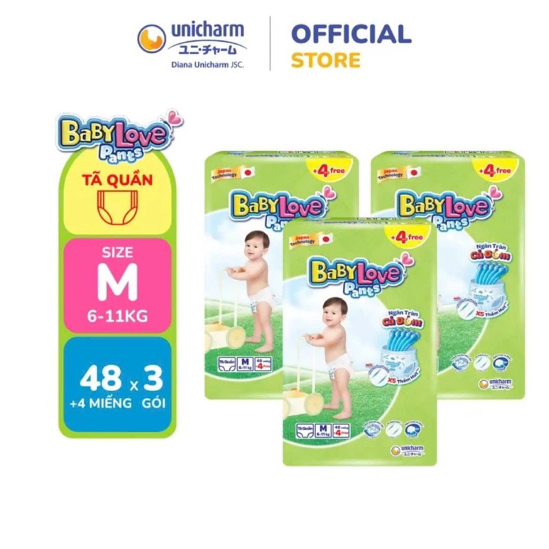Combo 2 bich Quần Baby Love Siêu Thấm Khô Thoáng tặng khăn ướt Baby love 80 tờ/5 khẩu trang UV mark