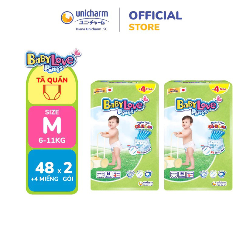 Combo 2 bich Quần Baby Love Siêu Thấm Khô Thoáng tặng khăn ướt Baby love 80 tờ/5 khẩu trang UV mark