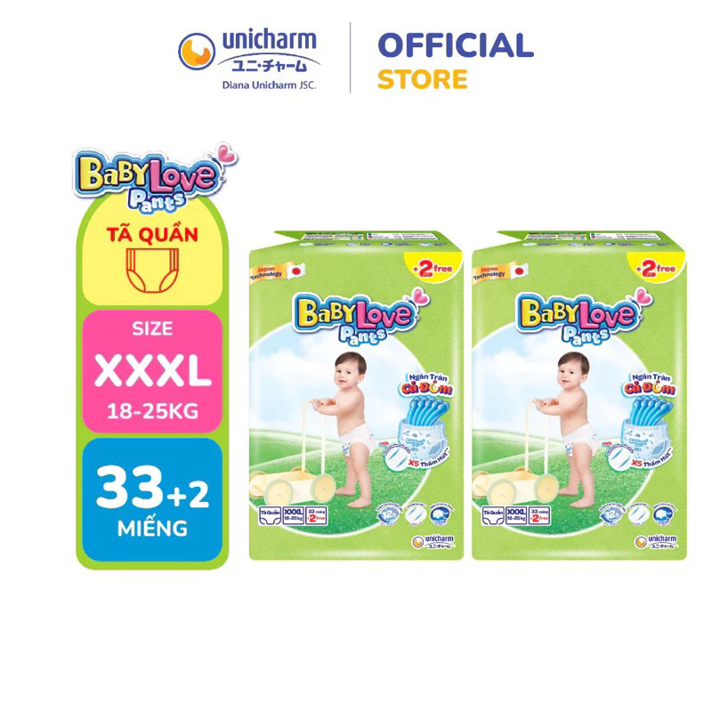 Combo 2 bich Quần Baby Love Siêu Thấm Khô Thoáng tặng khăn ướt Baby love 80 tờ/5 khẩu trang UV mark