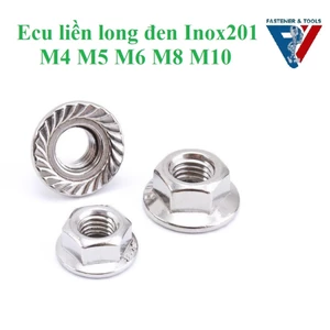 50 cái M4,M5, M6, M8,M10 Đai ốc liền long đen, ecu liền vành Inox201 M4-M10