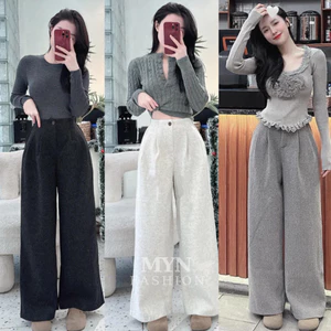 Quần Dạ Ống Suông Cạp Cao Phối Ly Tôn Dáng, Quần Ống Suông Chất Dạ Dày Dặn Xếp Ly Eo Vải Dày Dặn Loại 1 [MY102]