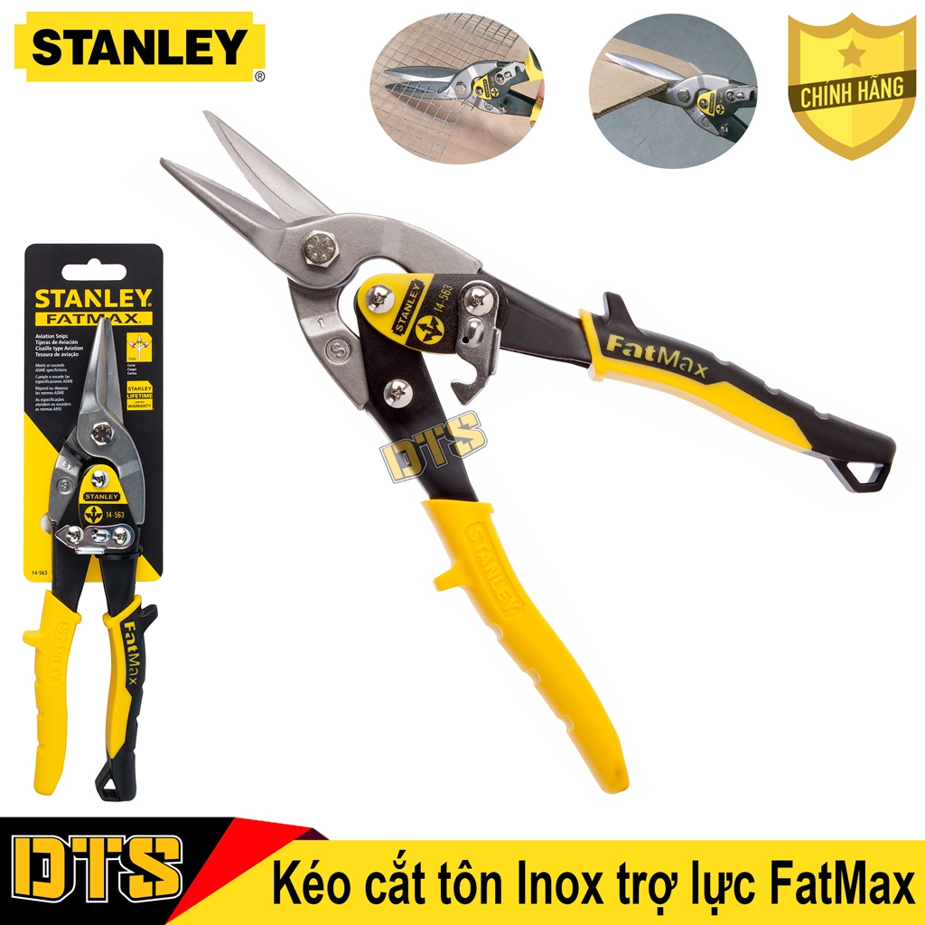 Kéo cắt tôn Inox trợ lực Mỹ FatMax STANLEY 10 inch/ 254mm, kéo cắt xương thạch cao cộng lực, cắt tấm thép cao cấp