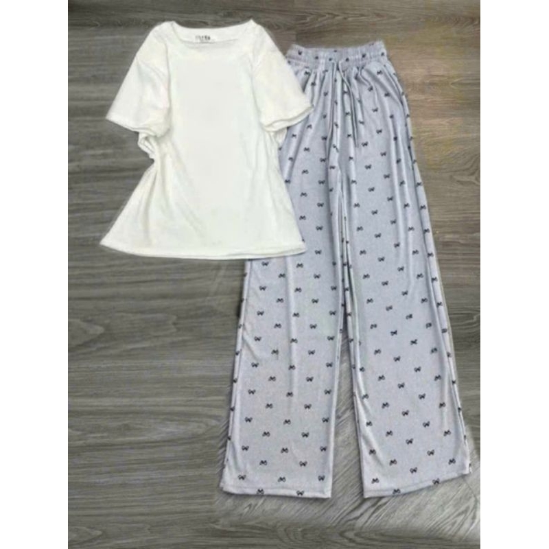 Tổng hợp các sét quần + áo phông croptop cộc tay trơn dáng ngắn chất tăm Hàn lạnh cho Nữ
