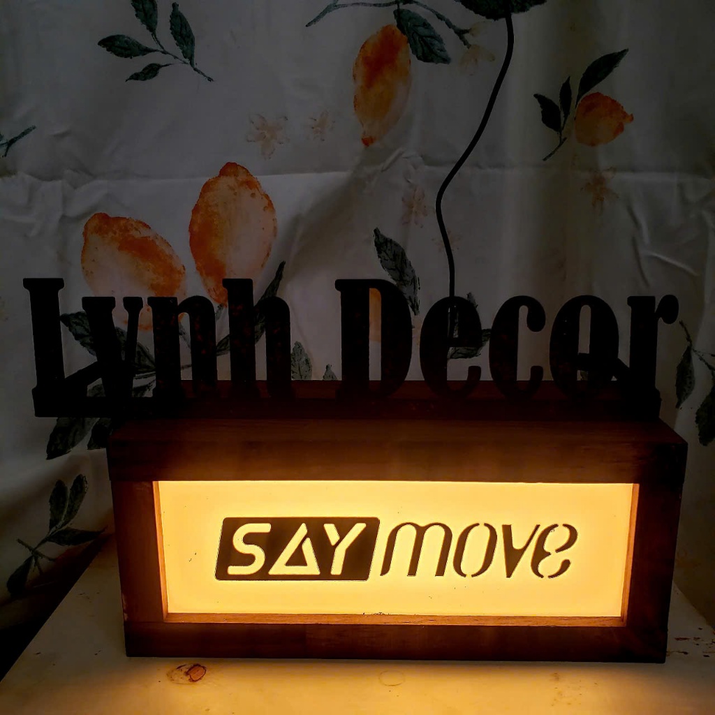 Hộp đèn gỗ ORDER HERE( Free in nội dung) - LYNH DECOR miễn phí thiết kế