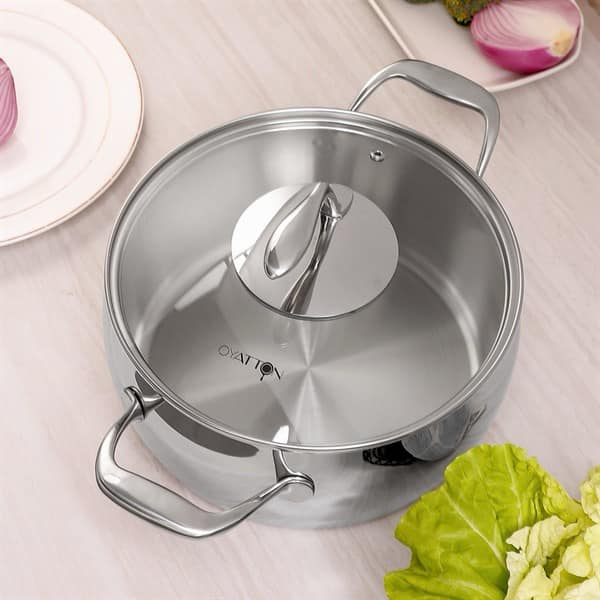 Nồi Luộc Gà Nồi Canh Inox Liền Đáy 3 Lớp Oyatton, Nồi Canh Nồi Lẩu Decor Inox Cao Cấp OYT558