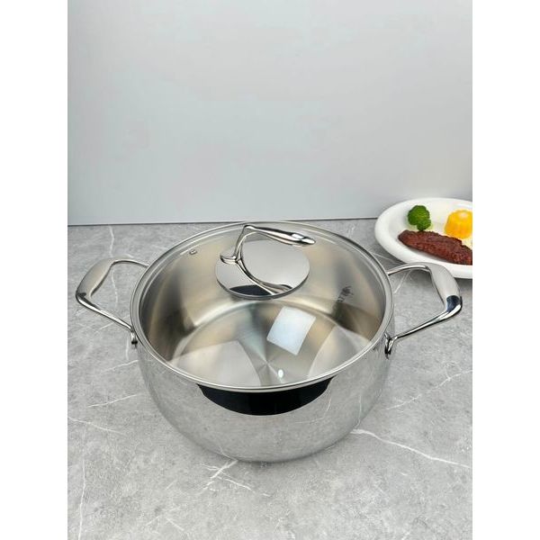 Nồi Luộc Gà Nồi Canh Inox Liền Đáy 3 Lớp Oyatton, Nồi Canh Nồi Lẩu Decor Inox Cao Cấp OYT558