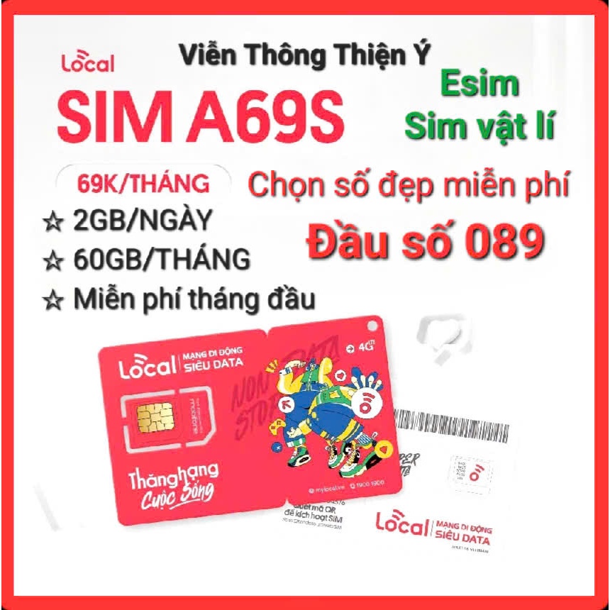 SIM 4G/5G{chọn số đẹp miễn phí}MOBIFONE LOCAL A69{Sim vật lí & Esim ...