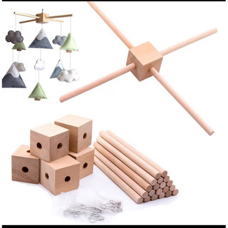bộ khung treo đồ chơi nôi cho trẻ sơ sinh di động bằng gỗ