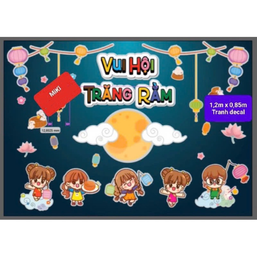 TẾT TRUNG THU - Khổ 1,2 x 0.85 tranh Decal trang trí