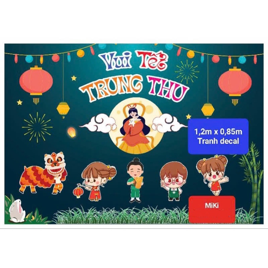 TẾT TRUNG THU - Khổ 1,2 x 0.85 tranh Decal trang trí