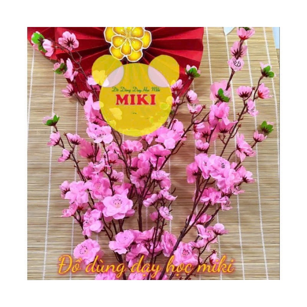 Cành hoa mai, hoa đào giả trang trí Tết, dài 1m, loại 1, 40 bông
