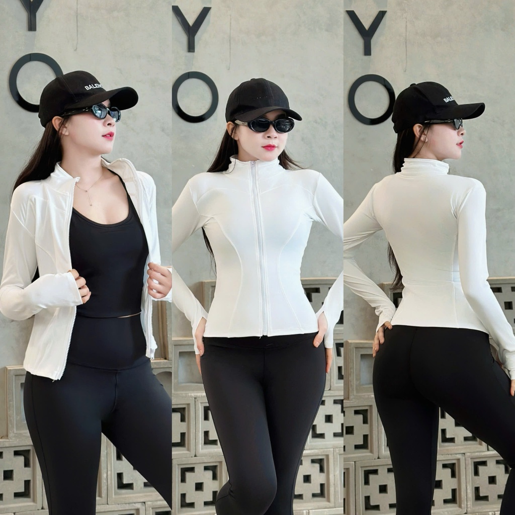 Áo khoác tập gym yoga nữ, áo khoác chống nắng ôm sát co giãn thấm hút mồ hôi size từ 40-70kg YLYSPORT A05