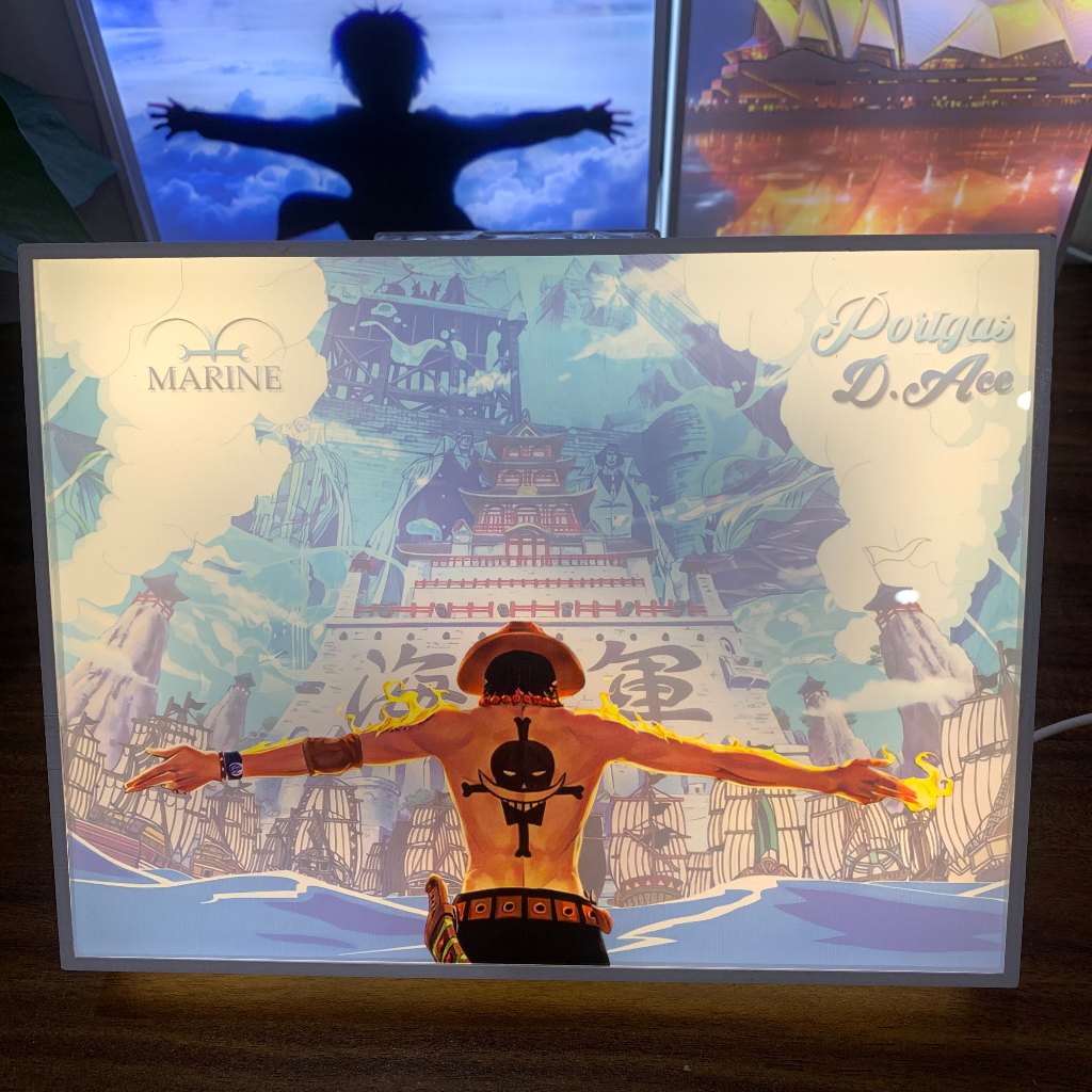 Tranh đèn led 3D đổi màu One Piece - Tranh đèn led 3D trang trí bàn làm việc, đèn ngủ