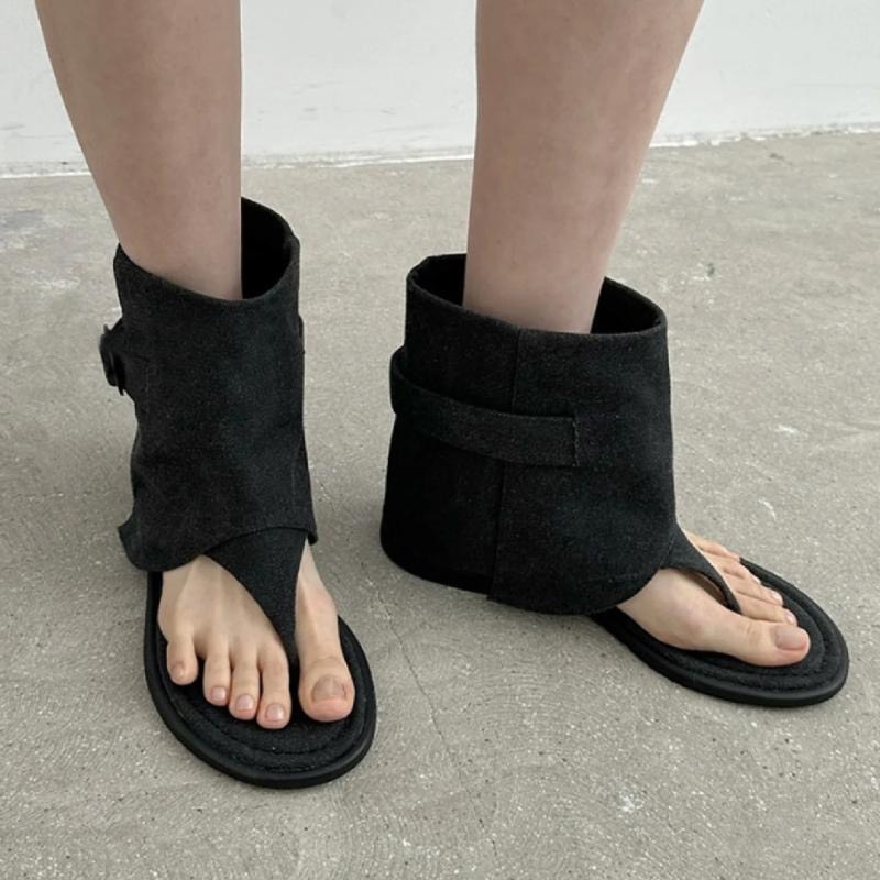 Dép Sandal Xỏ Ngón Cổ Cao Kiểu Mới Da Lộn Thời Trang Phù Hợp Phái Nữ