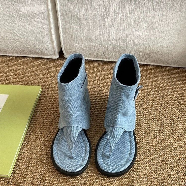 Dép Sandal Xỏ Ngón Cổ Cao Kiểu Mới Da Lộn Thời Trang Phù Hợp Phái Nữ