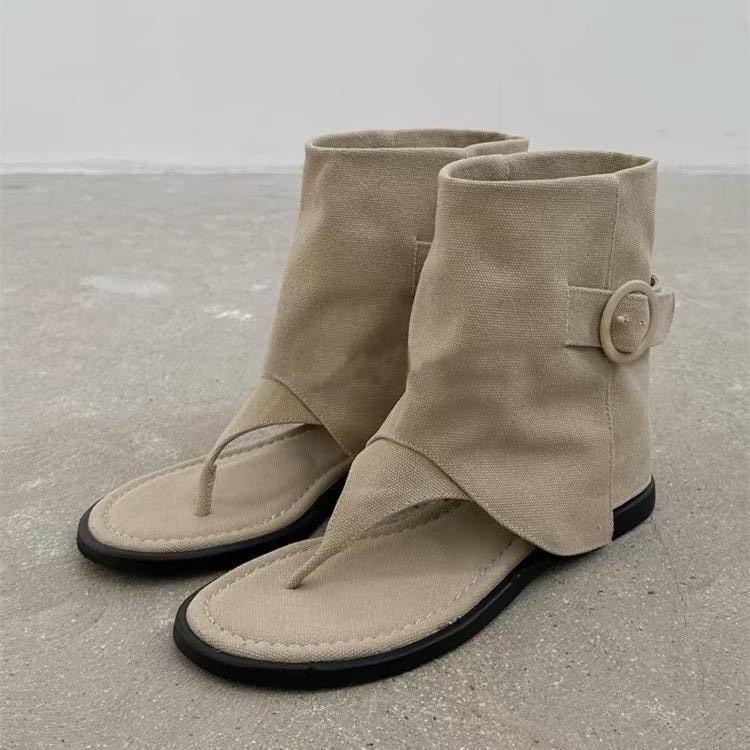 Dép Sandal Xỏ Ngón Cổ Cao Kiểu Mới Da Lộn Thời Trang Phù Hợp Phái Nữ
