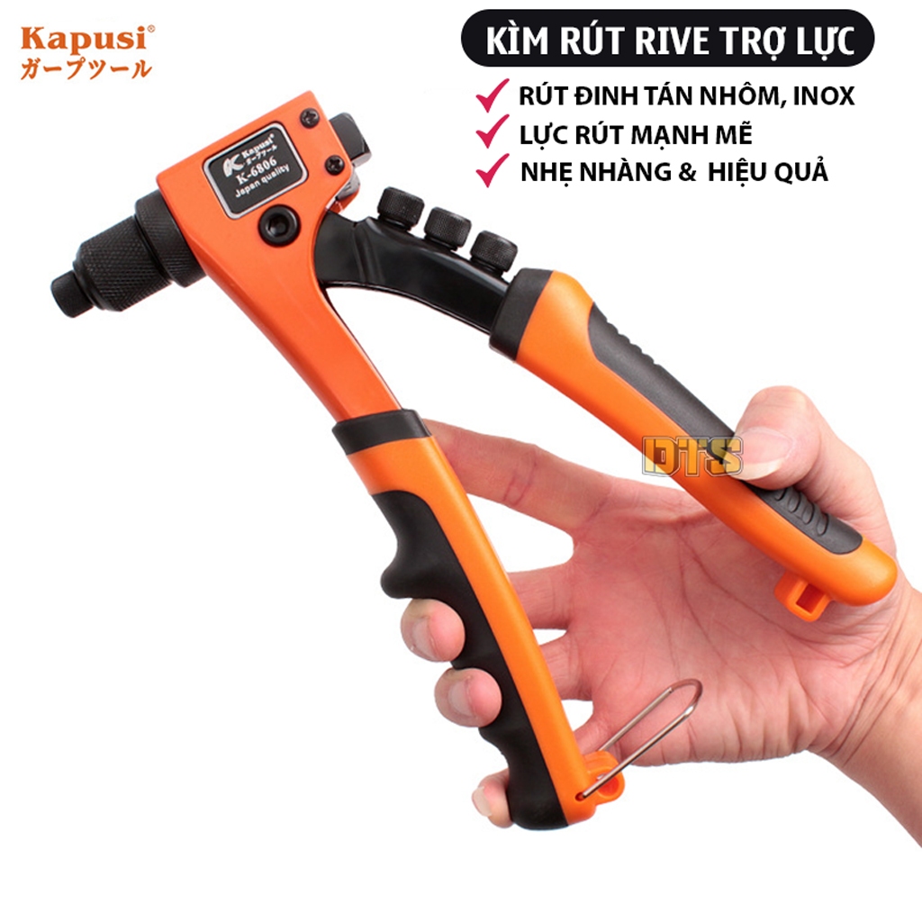 Kìm rút đinh tán công nghiệp Kapusi JAPAN 8inch, kềm rút rive trợ lực ...