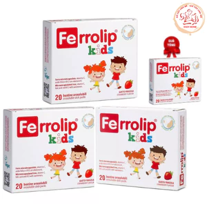 Ferrolip Kids hộp 20 goi dành cho bé 3 dến 12 tuổi vị dâu date mới