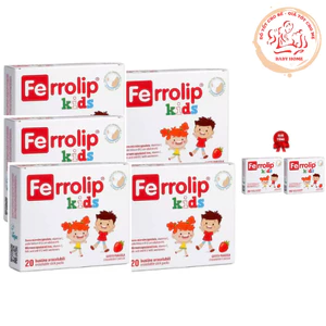 Sắt Ferrolip kids dành cho bé từ 3 dến 12 tuổi vị dâu hộp 20 gói
