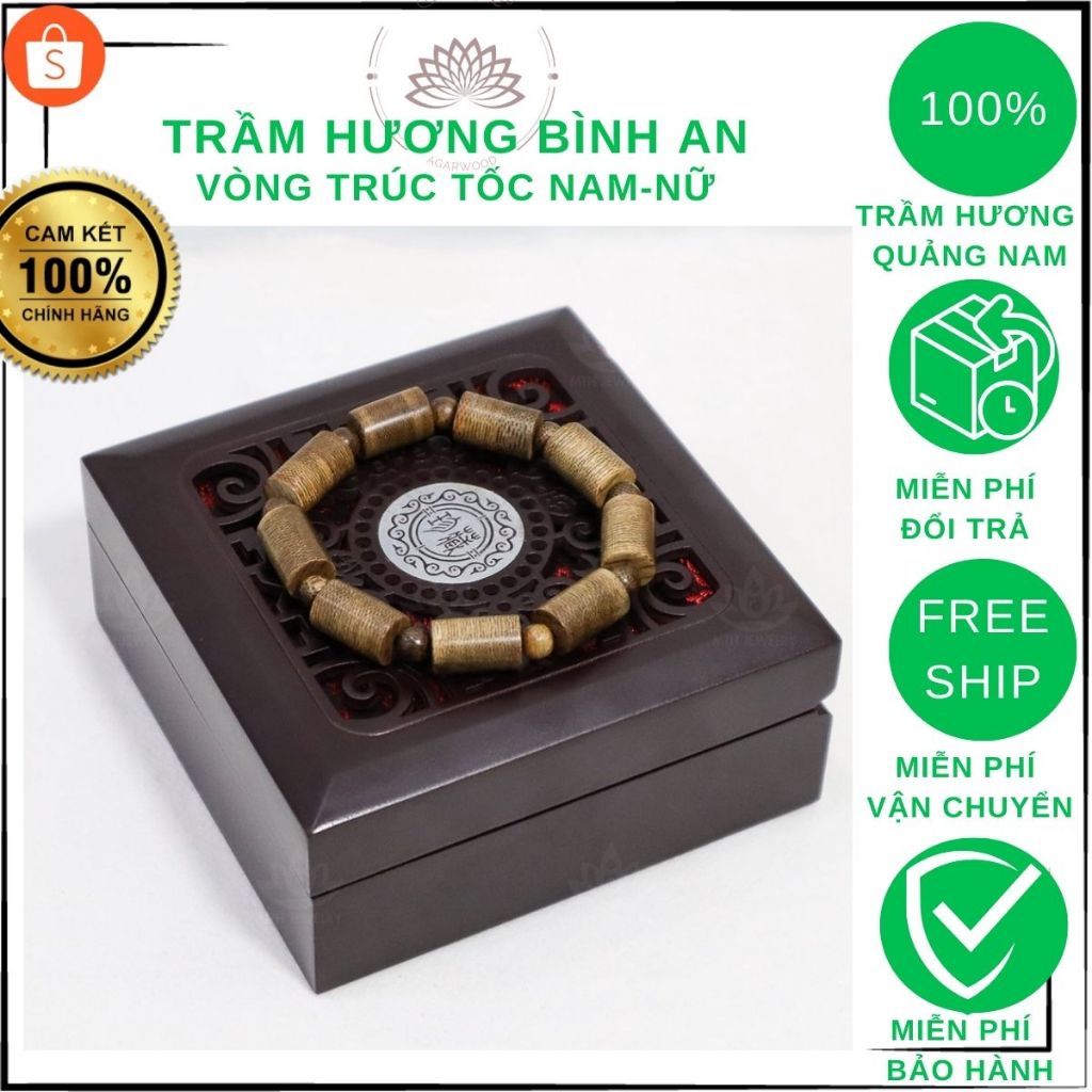 Vòng Tay Trầm Hương Tốc Tự Nhiên Trụ Trúc - Phong Thủy - Trầm Hương Tự Nhiên- 8mm 10mm 12mm 14mm