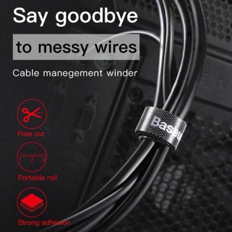 Dây Cuốn Cáp Sạc Ba.seus Velcro siêu dính cố định gọn tai nghe dây máy tính đồ điện tử dây điện