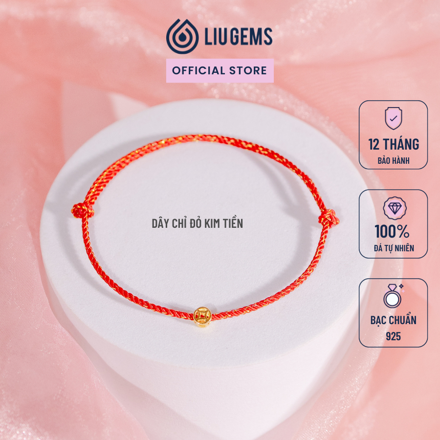 Vòng Tay Chỉ Đỏ Mix Đồng Xu Kim Tiền Mạ Vàng Liugems Thu Hút Vượng Khí Tích Cực CD04