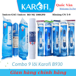 Combo 9 Lõi Lọc Nước Karofi Dành Cho Máy Model B930, N-E239 - Năng pH, tạo vị ngọt thanh cho nước