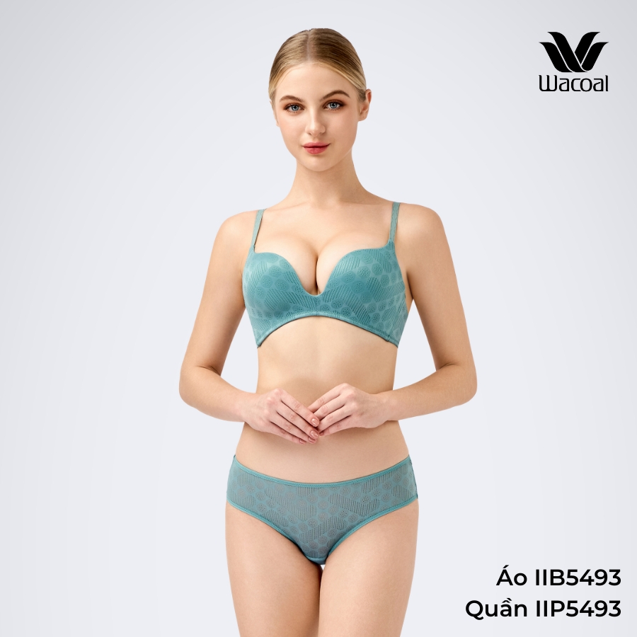 Áo lót Wacoal IIB5493 không gọng nâng vừa mút đúc ~ 3cm họa tiết chìm - IB5493