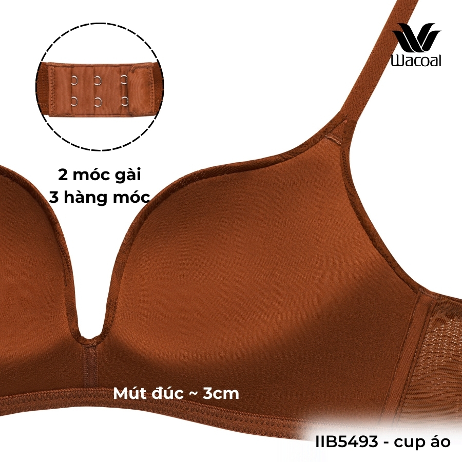 Áo lót Wacoal IIB5493 không gọng nâng vừa mút đúc ~ 3cm họa tiết chìm - IB5493