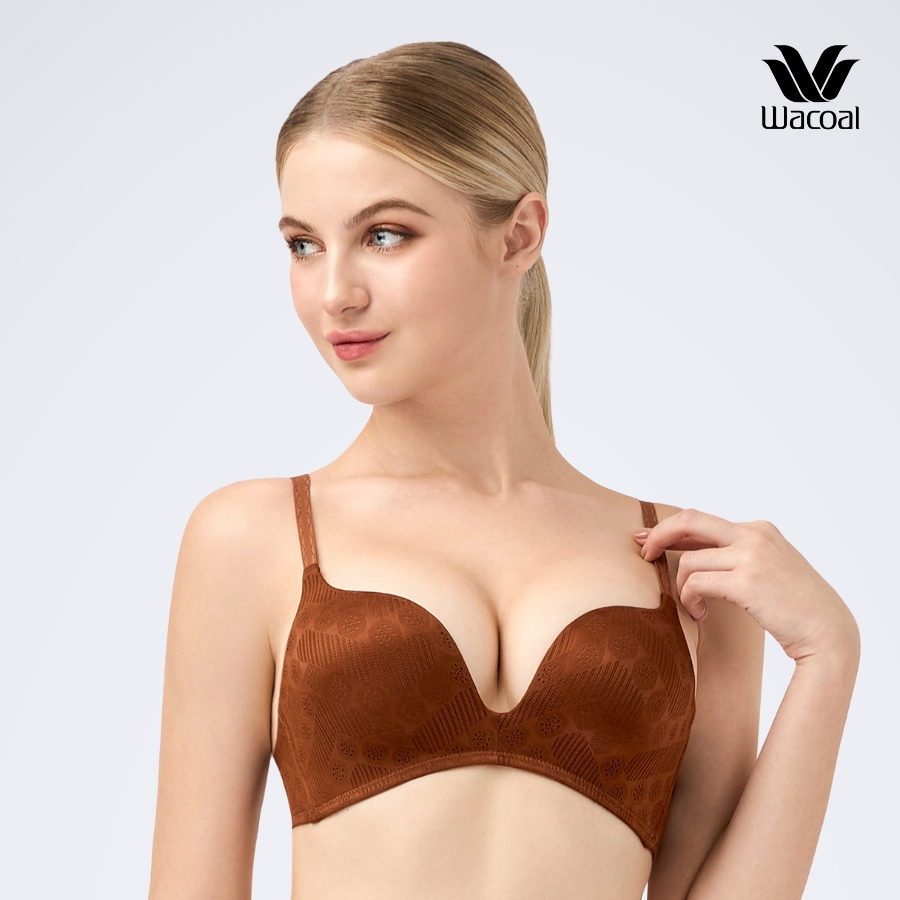 Áo lót Wacoal IIB5493 không gọng nâng vừa mút đúc ~ 3cm họa tiết chìm - IB5493