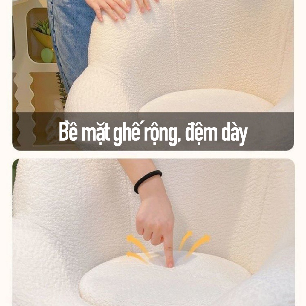 Ghế xoay, ghế trang điểm NHU Y DECOR ghế cánh hoa tựa lưng nhung cừu thoải mái cho phòng ngủ nữ, ghế làm móng tay