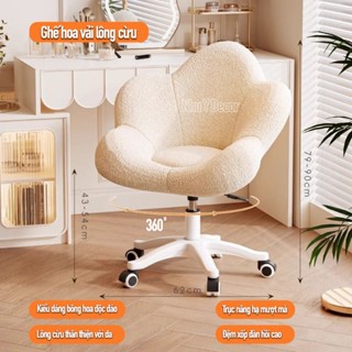 Ghế xoay 360 độ, ghế ngồi trang điểm, thư giãn bông hoa tặng kèm gối nơ( nâng được cao thấp) LOALOAHOME