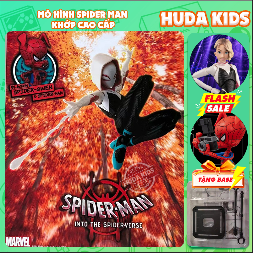 Mô hình người nhện Spider Gwen & p.pork có khớp decor siêu nhân siêu ...