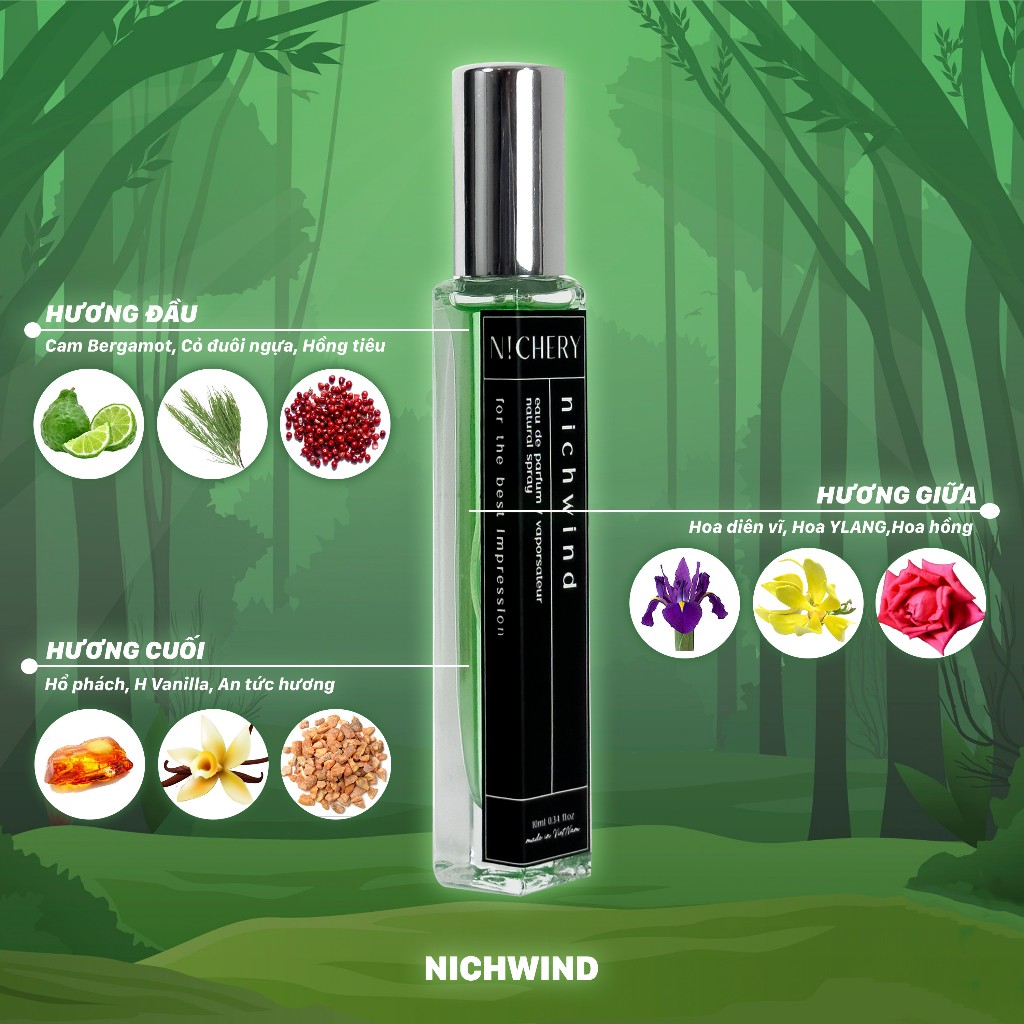 Combo nước hoa Nichery hương thơm phong cách nam tính cao cấp chính hãng dạng xịt chai 10ml