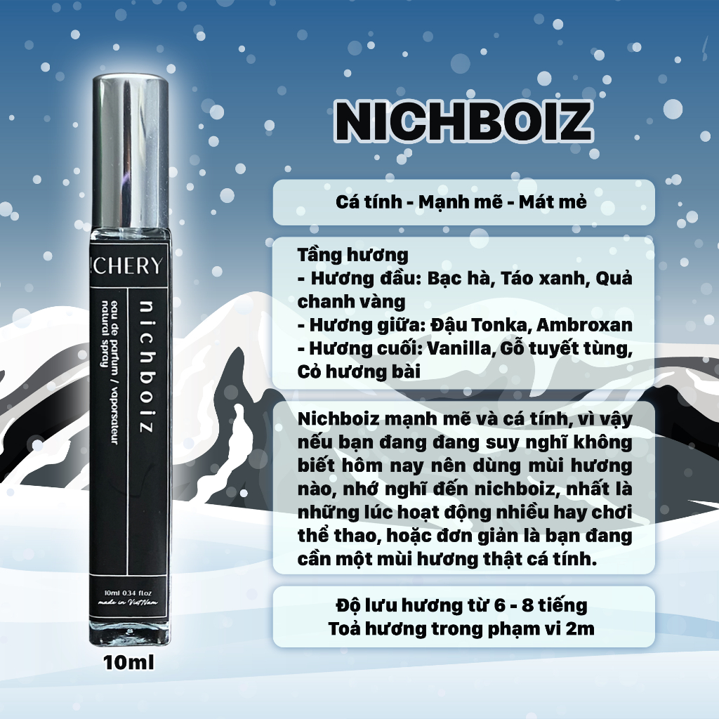 Combo nước hoa Nichery hương thơm phong cách nam tính cao cấp chính hãng dạng xịt chai 10ml
