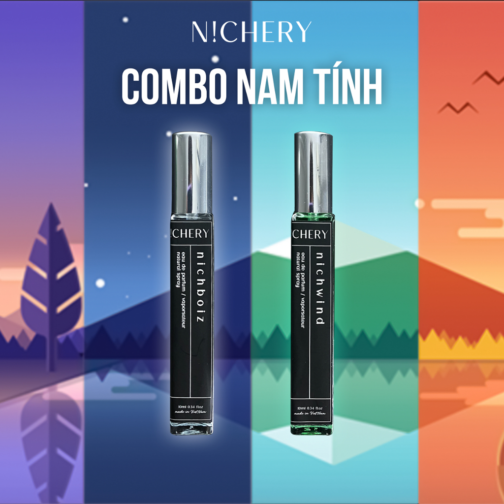 Combo nước hoa Nichery hương thơm phong cách nam tính cao cấp chính hãng dạng xịt chai 10ml
