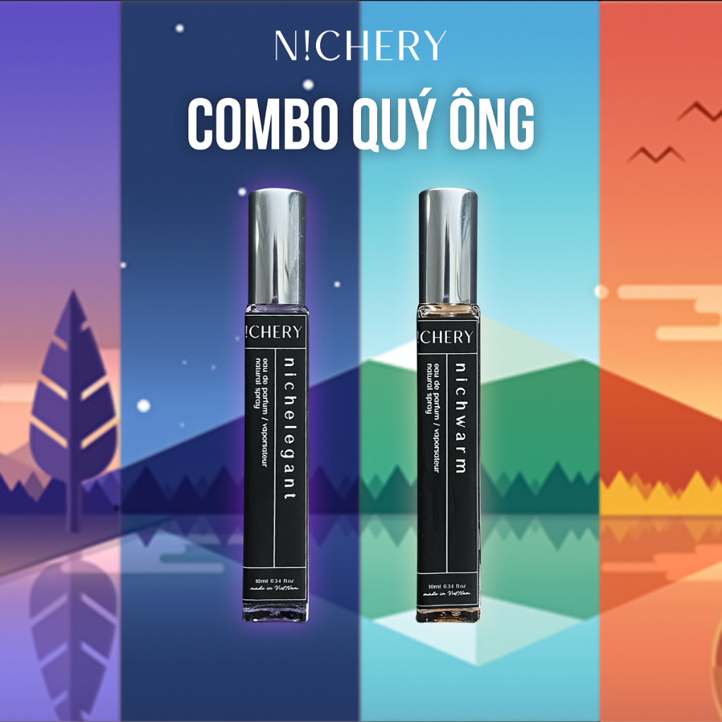 Combo nước hoa Nichery hương thơm phong cách quý ông cao cấp chính hãng dạng xịt chai 10ml