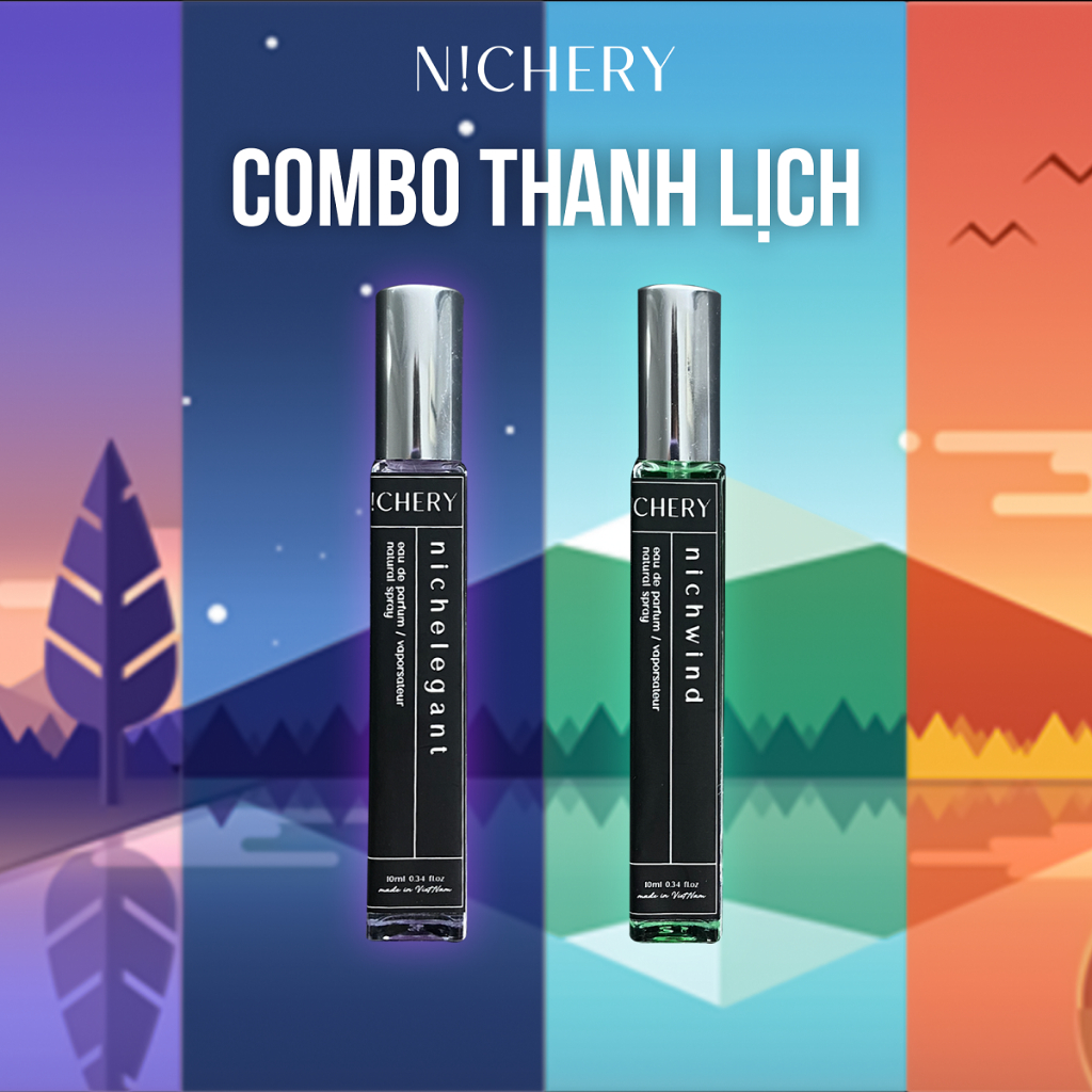 Combo nước hoa Nichery hương thơm phong cách thanh lịch cao cấp chính hãng dạng xịt chai 10ml
