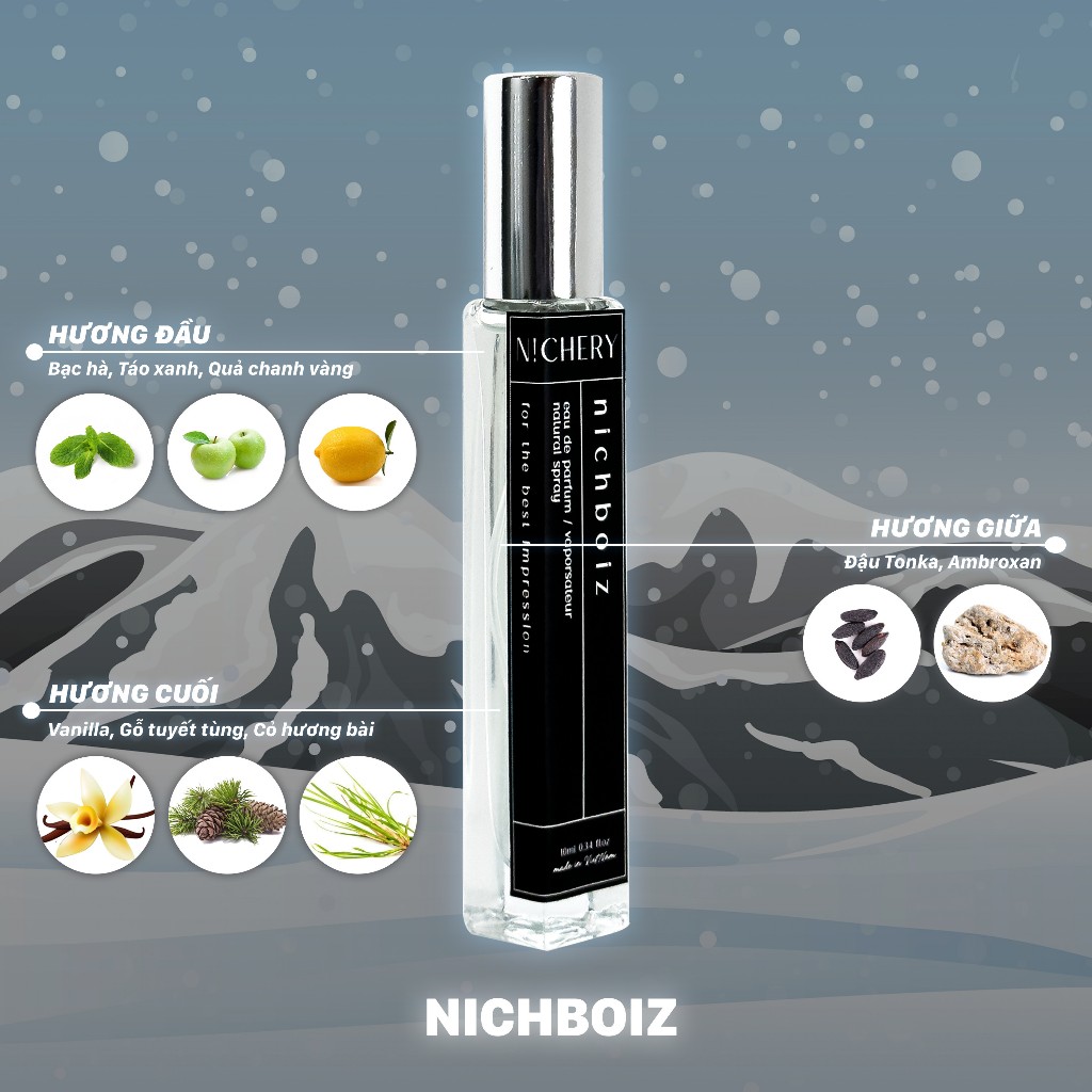 Combo nước hoa Nichery hương thơm phong cách trẻ trung cao cấp chính hãng dạng xịt chai 10ml