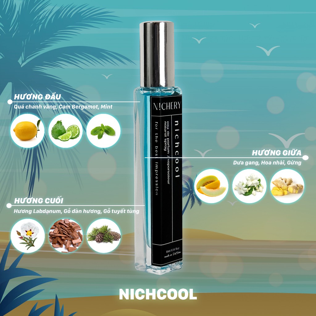 Combo nước hoa Nichery hương thơm phong cách trẻ trung cao cấp chính hãng dạng xịt chai 10ml