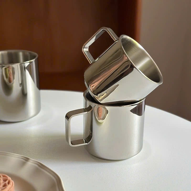 Ly Cốc Inox 2 Lớp  Có Quai, Ly Inox Cao Cấp