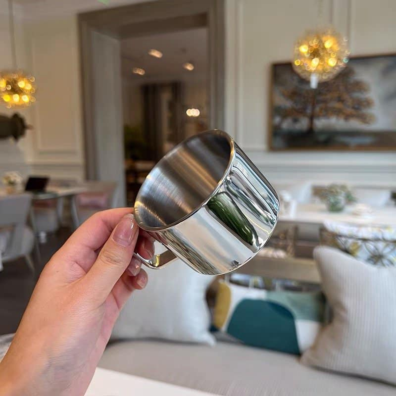 Ly Cốc Inox 2 Lớp  Có Quai, Ly Inox Cao Cấp