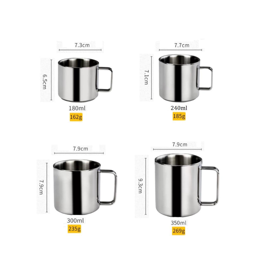 Ly Cốc Inox 2 Lớp  Có Quai, Ly Inox Cao Cấp