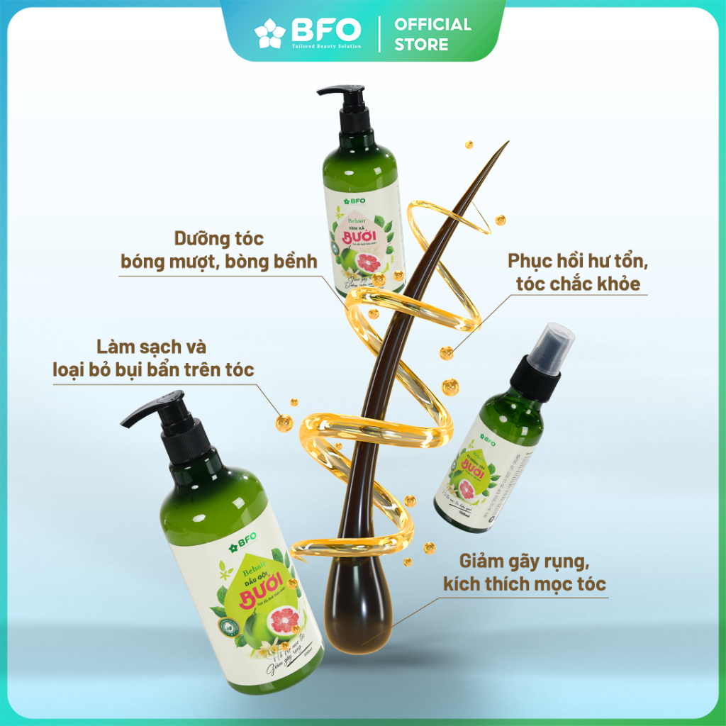 Ảnh Xịt Dưỡng Tóc Tinh Dầu Bưởi Mọc Tóc Phục Hồi Tóc BFO Behair 100ml Dưỡng Tóc Hỗ Trợ Mọc Tóc 3