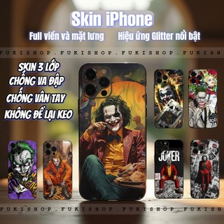 Miếng dán Skin Mặt lưng Sau full viền Mẫu Joker Dành Cho 16 pro max 15 pro max 14 pro max 13 pro max 12 pro max