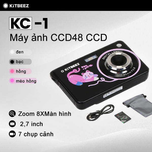 【KITBEEZ KC-1】Máy ảnh kỹ thuật số CCD, KITBEEZ-48MP, Zoom 16X, Chống ...