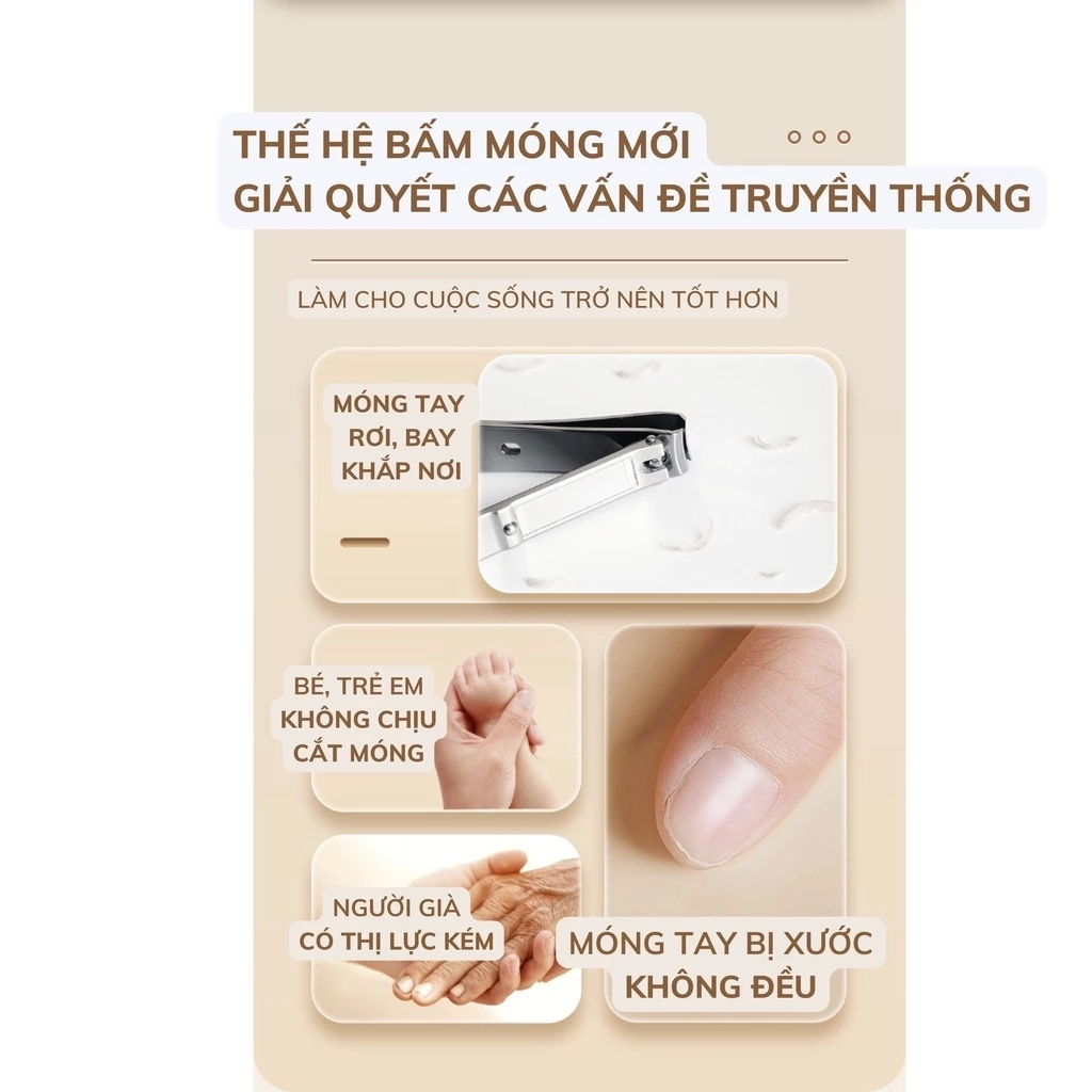 Máy Cắt Móng Tay Điện Tự Động Có Đèn Led Ban Đêm, Cắt và Mài Móng An Toàn Tiện Lợi